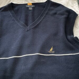 Nautica Men's V-Neck Sweater Vest - Navy and White